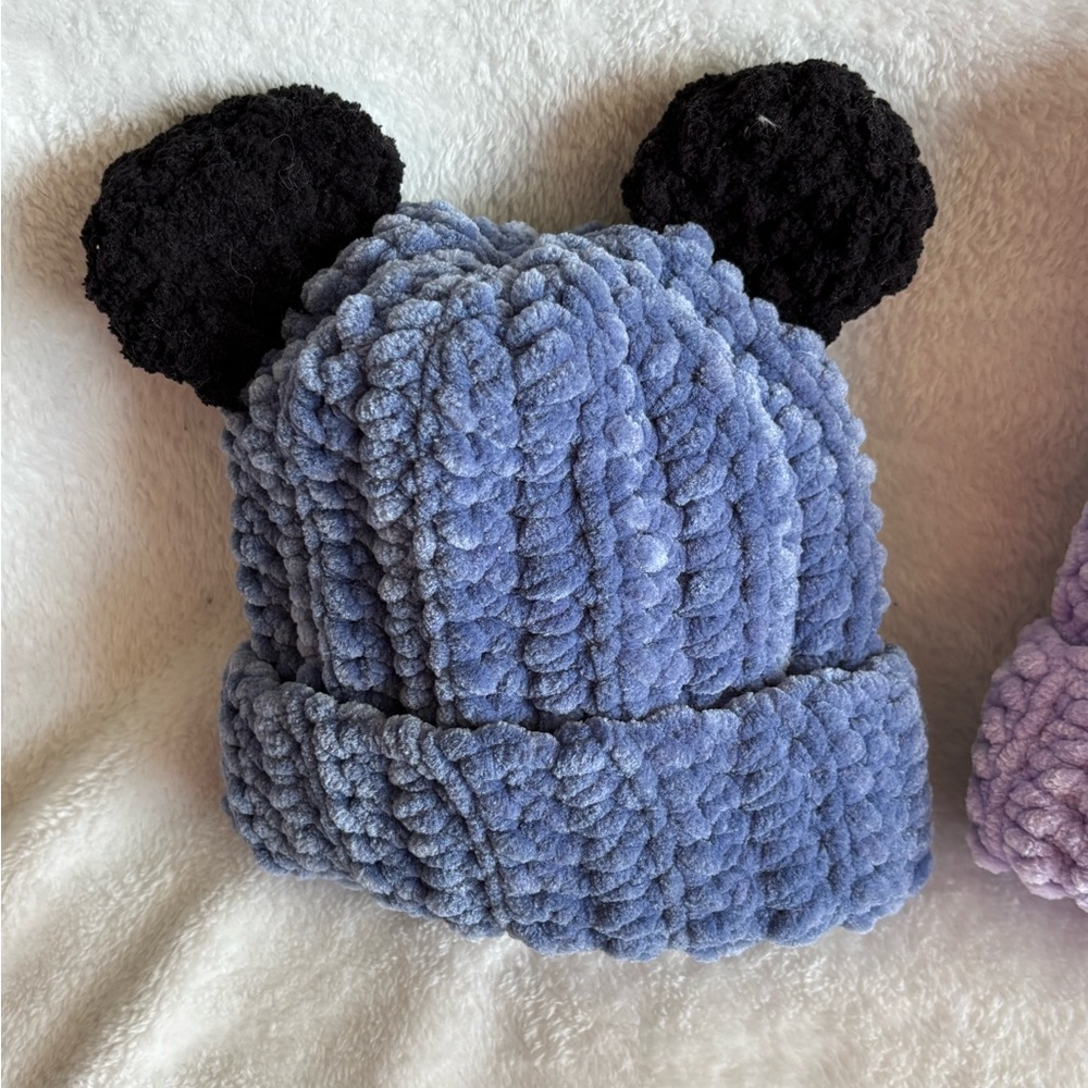 Handmade crochet newborn bear beanie